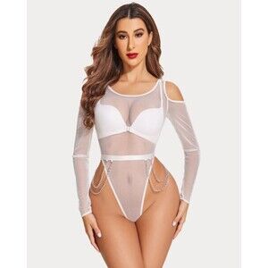 Avidlove 2 pc Mesh Bodysuit‎ / Lingerie - White